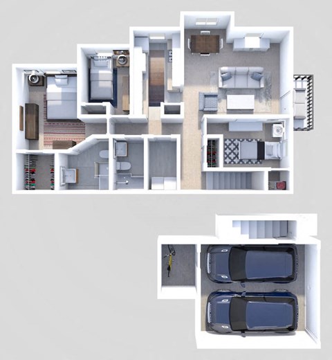 Floor plan for 3 beds, 2 baths, 1546 sqft